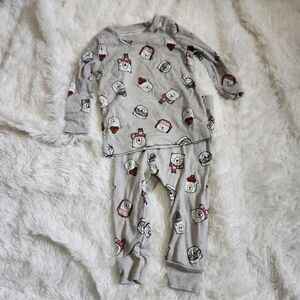 Old Navy Gray Polar Bear Winter Long Sleeve Long Pant 100% Cotton Pajama Set